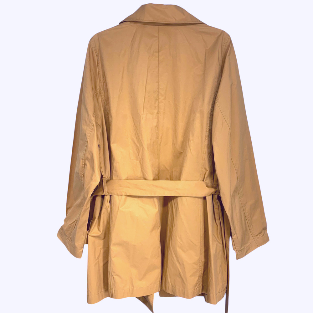 NWT Lane Bryant Sz 18 Golden Tan Short Trench Coat Belted Double Breasted - Picture 9 of 9